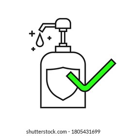 Hand sanitizer bottle icon, Line Style Vector Illustration