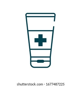 hand sanitizer bottle icon over white background, line style, vector illustration