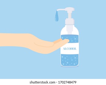 Hand sanitizer bottle icon, washing gel. Waterless hand cleaner. Handwashing. Wash your hands concept.Vector illustration, flat design