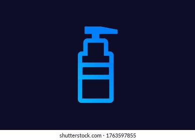 Hand sanitizer bottle isolated with pump. Waterless hand cleaner. Handwashing Vector illustration, flat design.