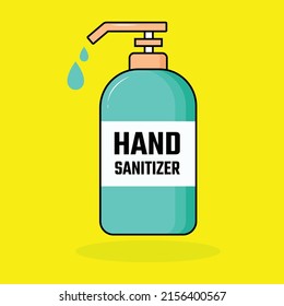 Hand sanitizer bottle isolated with pump. Washing alcohol gel used against viruses, bacteria, flu, coronavirus vector illustration icon