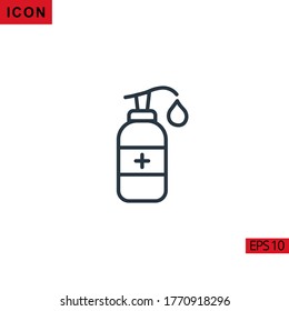 Hand sanitizer bottle liquid icon line outline vector design