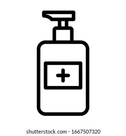 Frasco de desinfectante manual. Diseño sencillo. Vector de línea. Aislar sobre fondo blanco.