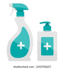Hand sanitizer bottle, two versions - sprayer and liquid gel