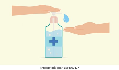 hand sanitizer bottle vector and alcohol rub bottle pressing 