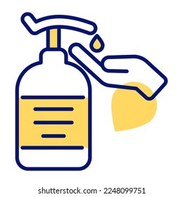 Hand with sanitizer bottle vector design in modern style