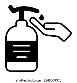 Hand with sanitizer bottle vector design in modern style
