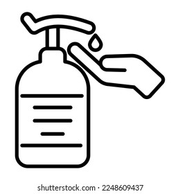 Hand with sanitizer bottle vector design in modern style