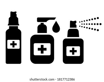 Hand sanitizer bottle vector icons on white background