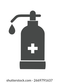 Vector de la botella del desinfectante de la mano en el fondo blanco