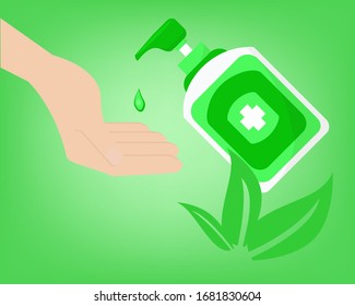 Hand sanitizer Bottle ,vector hand sanitizer symbol / alcohol bottle for hygiene. Alcohol rub sanitizers kill most bacteria and stop some viruses such as coronavirus.