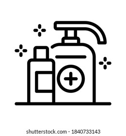 Hand sanitizer bottles. Line vector. Isolate on white background.