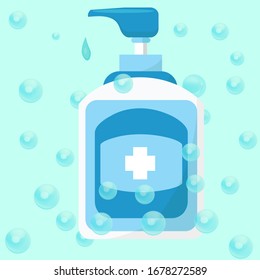 Hand sanitizer Bottle,vector hand sanitizer symbol / alcohol bottle for hygiene. Alcohol rub sanitizers kill most bacteria and stop some viruses such as coronavirus.hand sanitation concept banner