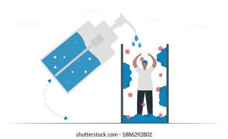 Hand sanitizer can protect coronavirus or other diseases. Isolated vector elements are on white background. Medical awareness year. 
