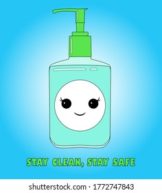 Hand sanitizer in a cartoon style, cute sanitizer 