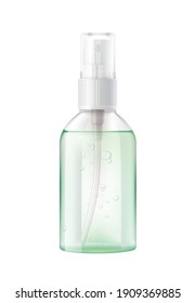 Hand Sanitizer Composition With Realistic Image Of Antivirus Aerosol Dispenser Spray Bottle Vector Illustration