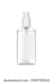 Hand sanitizer composition with realistic image of antivirus aerosol dispenser spray bottle vector illustration