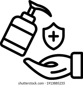 hand sanitizer Concept Vector line Icon Design, Personal protective equipment Symbol on white background, Workplace health surveillance Sign, occupational safety and healthcare stock Illustration