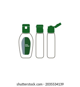 Hand sanitizer container icon set Washing alcohol gel is used against virus, bacteria, flu, coronavirus. Waterless hand sanitizer. Washing hands. Vector illustration, flat design.