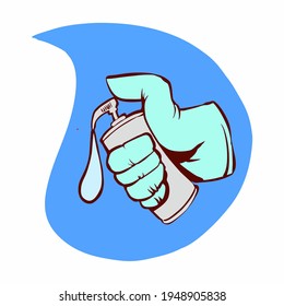 hand sanitizer for corona pandemic icon with white background