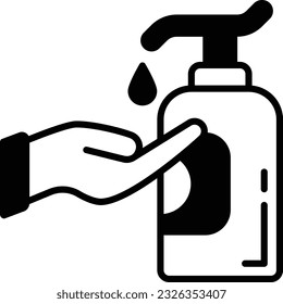 hand sanitizer dispenser concept, disinfectant gel in pump bottle vector icon design, Housekeeping symbol, Office caretaker sign, porter or cleanser equipment stock illustration