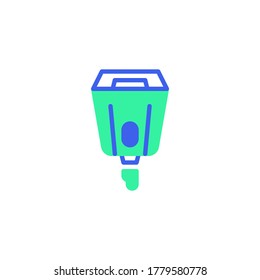 Hand sanitizer dispenser icon vector, filled flat sign, automatic alcohol dispenser bicolor pictogram, green and blue colors. Symbol, logo illustration