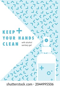 Hand Sanitizer Dispenser, infection control concept. Sanitizer to prevent colds, virus, Coronavirus, flu. Sanitizer bottle and keep your hands clean with alcohol sanitary gel on blue background.