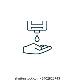Hand Sanitizer Dispenser line icon. Hand soap drop line icon gel clean health concept