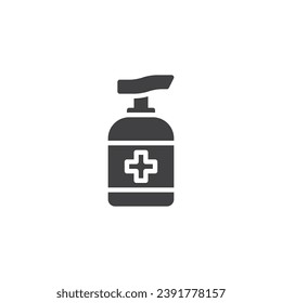 Handanisierer Spender Vektorsymbol. volles Flachzeichen für mobiles Konzept und Webdesign. Sanitizer Gel Flasche Glyph Symbol. Symbol, Logo-Abbildung. Vektorgrafik