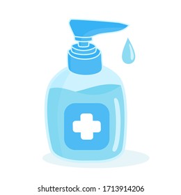 Hand sanitizer with drop isolated on white background