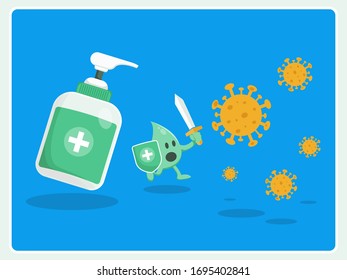 Handanisierer zur Bekämpfung von Coronavirus-Design Premium-Vektorillustration
