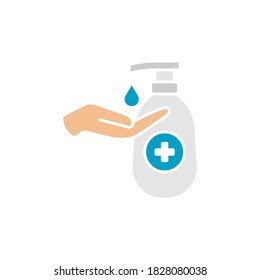 Hand sanitizer flat icon isolated on white background. Vector illustration