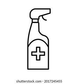 Icono plano del limpiador de manos. Pictograma para web. Icono de línea. Aislado sobre fondo blanco. Vector eps10. Equipo médico.