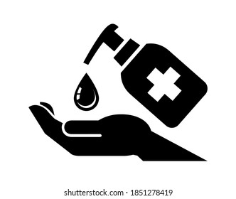Hand sanitizer gel disease prevention. Icon Antibacterial  sanitizer and antiseptic alcohol gel symbol. Vector on transparent background