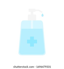 hand sanitizer gel in pump dispenser bottle isolated on white background. cleaning and washing for hygiene and virus spread prevention concept. vector illustration 