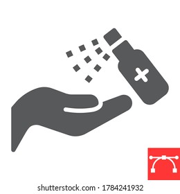 Hand sanitizer glyph icon, hygiene and disinfection, disinfect hand sign vector graphics, editable stroke solid icon, eps 10