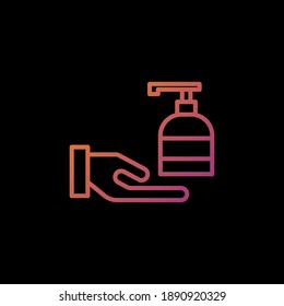hand sanitizer gradient outline Icon. corona virus vector illustration on black background