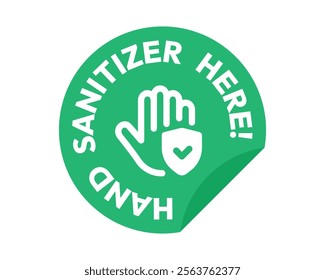 Hand Sanitizer Here Sign, Essential for Hygiene and Public Health, High-Quality Vector Stock Image