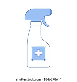 Hand sanitizer icon. Alcohol disinfectant is used against bacteria, influenza, viruses, fungi, coronavirus. Hygienic product. Disinfectant bottle. Prevention of the spread of Covid -19. Flat vector.