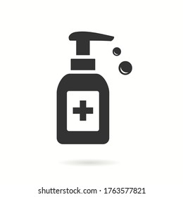Hand sanitizer icon. Black vector illustration isolated on white.