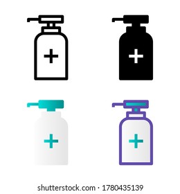 hand sanitizer icon design in line, solid, flat and filled lined style suitable for medical, medicine, health icon, website, app and ui design. vector soap illustration on white background.