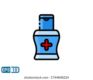 hand sanitizer icon in filled line style isolated on white background. EPS 10