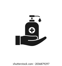 Hand sanitizer icon flat style isolated on white background. Vector illustration