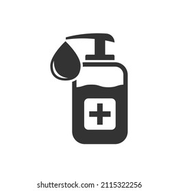 Hand sanitizer icon in flat style. Antiseptic bottle vector illustration on isolated background. Disinfect gel sign business concept.