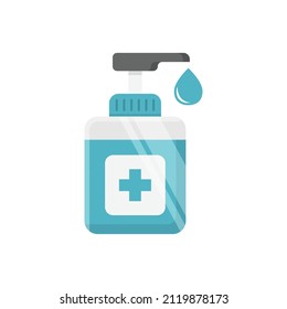 Hand sanitizer icon in flat style. Antiseptic bottle vector illustration on isolated background. Disinfect gel sign business concept.