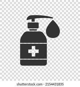 Hand sanitizer icon in flat style. Antiseptic bottle vector illustration on isolated background. Disinfect gel sign business concept.