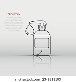 Hand sanitizer icon in flat style. Antiseptic bottle vector illustration on isolated background. Disinfect gel sign business concept.