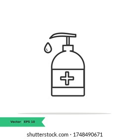 Hand Sanitizer Icon Illustration. Antiseptic Sign Symbol. Vector Line Icon EPS 10
