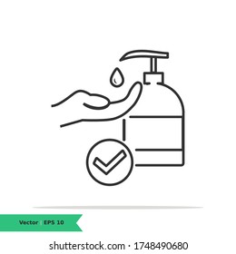 Hand Sanitizer Icon Illustration. Antiseptic Sign Symbol. Vector Line Icon EPS 10