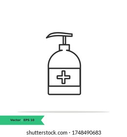 Hand Sanitizer Icon Illustration. Antiseptic Sign Symbol. Vector Line Icon EPS 10